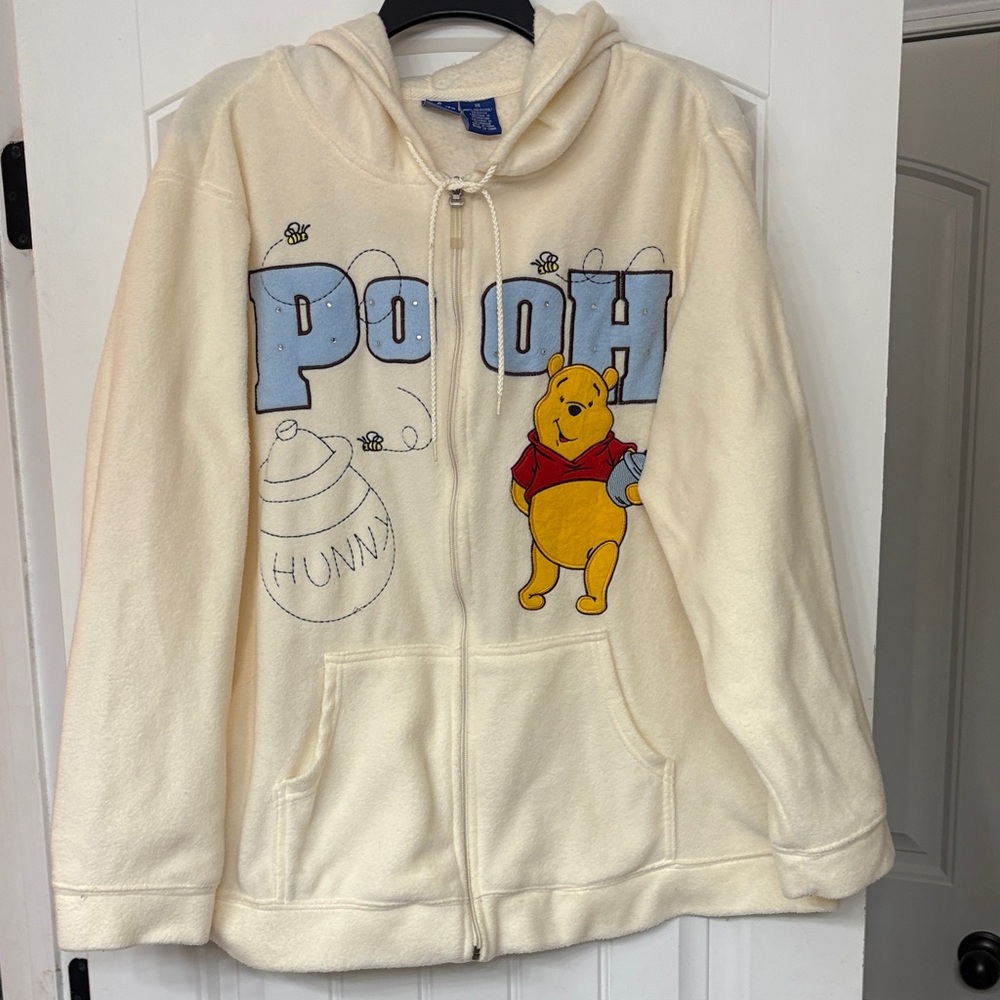 Disney Cream Pooh Vintage full zip fleece hoodie size 3xl